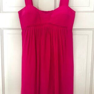Single Dress 100% Silk Empire Mini Dress – XS – Fuchsia Pink